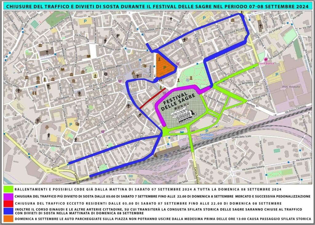 Mappa chiusura strade Sagre Asti